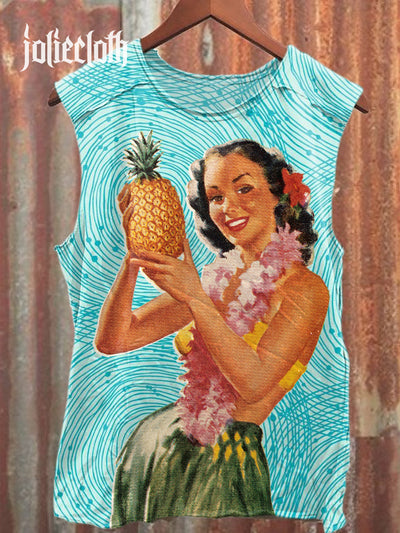 Unisex Hawaiian Retro Pattern Art Illustration Printed Casual Tank Top