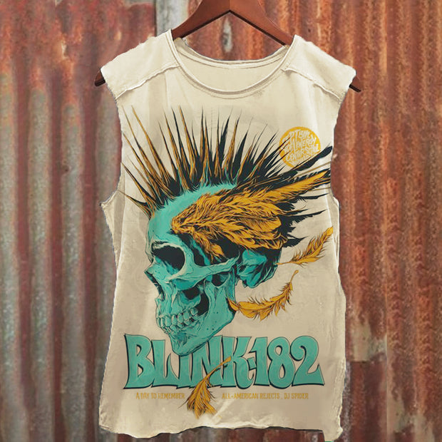 Unisex Vintage Punk Skull Printed Causal Sleeveless Tank Top