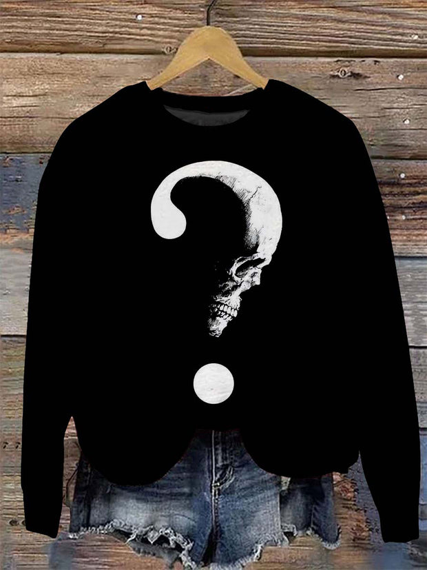 Unisex Skeleton Question Mark Print T-Shirt