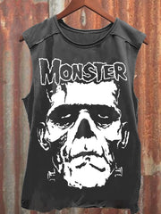 Unisex Monster Skull Cotton Blend Tank Top