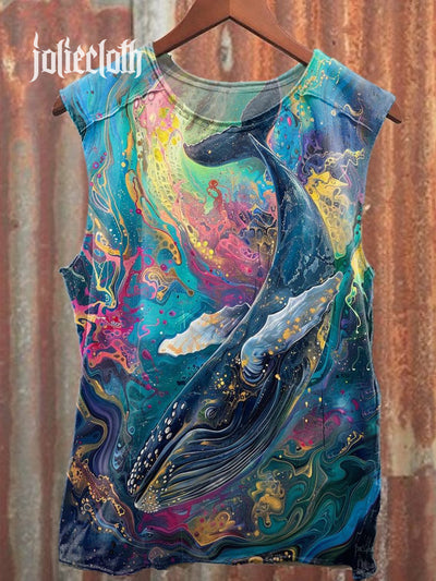 Unisex Whale Marine Painting Art Illustration Printed Casual Tank Top