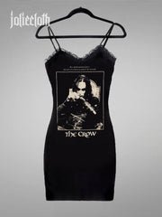 Women's The Crow Black Lace Strap Dress