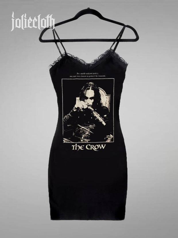 Women's The Crow Black Lace Strap Dress