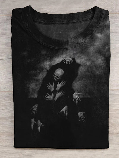 Dark Skeleton Sacrifice Art Print Casual Short Sleeve T-Shirt