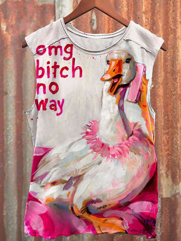 Unisex Funny Gossip Goose Art Print Casual Tank Top