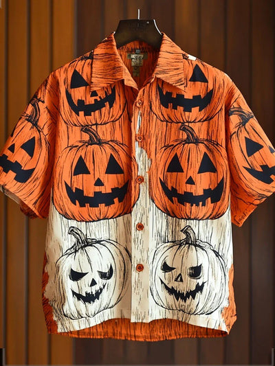 Men's Halloween Pumpkin Casual Printed Shirt