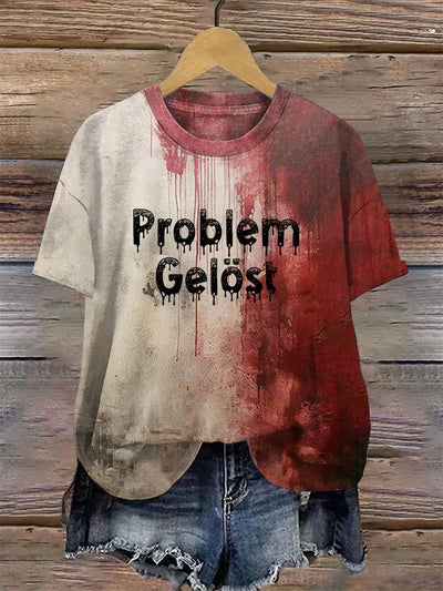 Women's Bloody Problem Solved Halloween Print T-Shirt