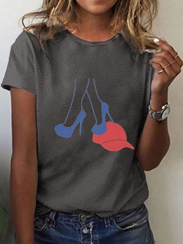 Women's Anti-Red Hat Printed T-Shirt