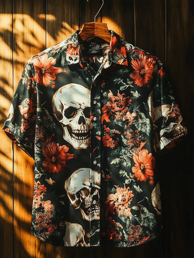 Men's Halloween Skull Casual Printed Shirt