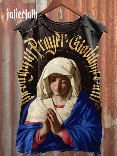 Unisex Virgin Mary Art Illustration Printed Casual Tank Top