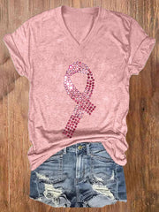 Women's Breast Cancer Awareness Print Casual T-Shirt