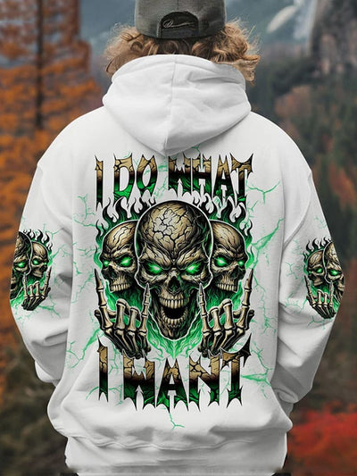 Men's Trendy Skull Print Pocket Hoodie