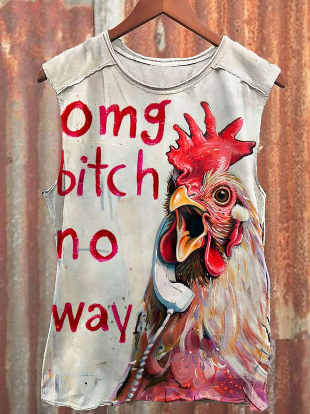 Funny Gossip Hen Art Print Casual Tank Top-1