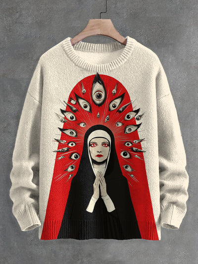 Men's Mystic Nun Multi Eyes Print Knit Sweatshirt