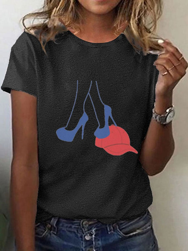 Women's Anti-Red Hat Printed T-Shirt