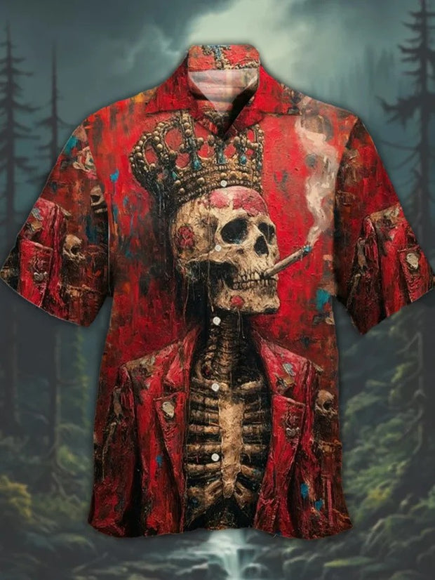 Halloween Vintage Horror Painting Camp Collar Shirt