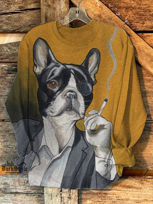 Smoking Dog Funny Print Unisex Casual Sweatshirt