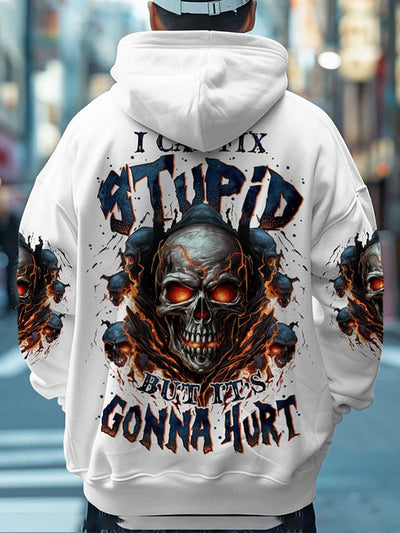 Men's Trendy Skull Print Pocket Hoodie