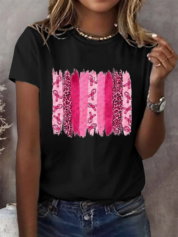 Women's Breast Cancer Awareness Print Casual T-Shirt