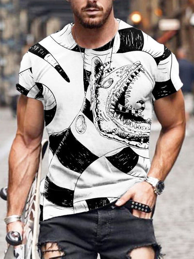 Men's Classic Halloween Horror Sandworm Casual T Shirt