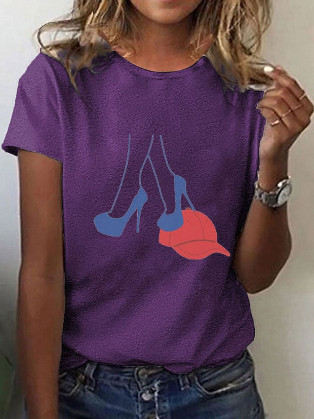 Women's Anti-Red Hat Printed T-Shirt