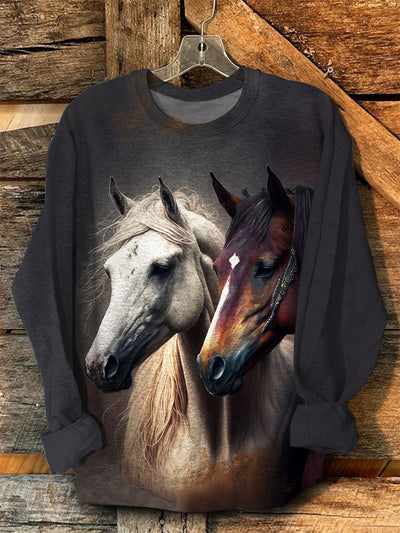 Men's  Horse Print Long Sleeve Casual Top