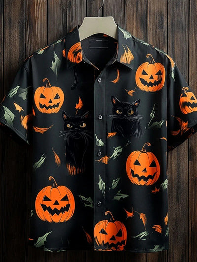 Men's Halloween Pumpkin Casual Printed Shirt