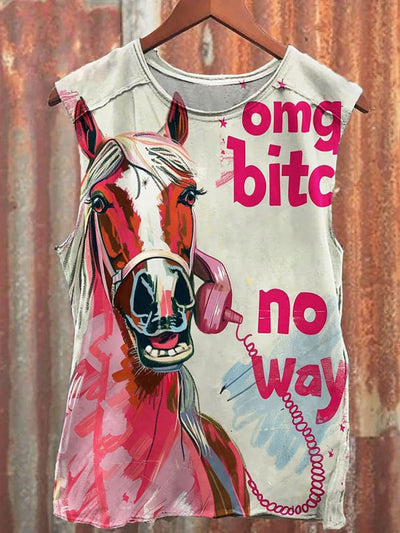 Unisex Funny Gossip Horse Art Print Casual Tank Top