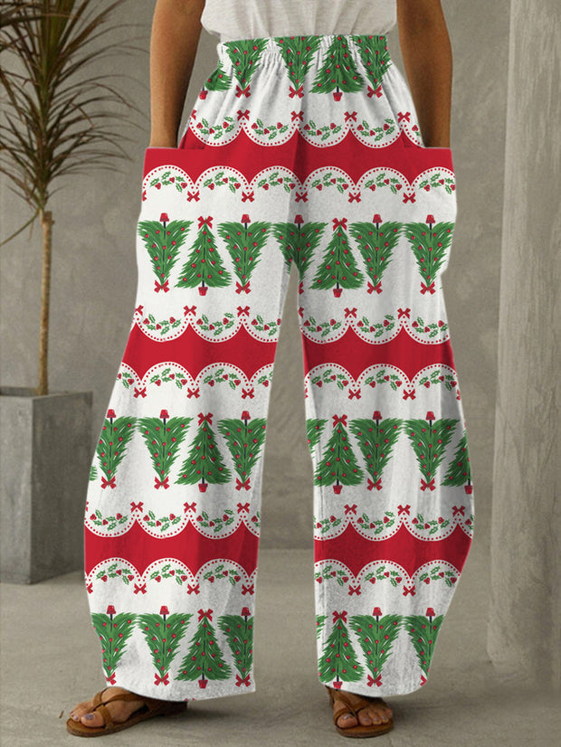 Women's Christmas Tree Print Casual Pants