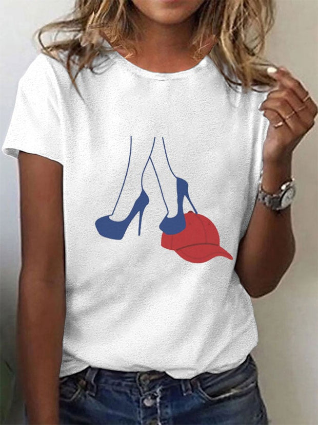 Women's Anti-Red Hat Printed T-Shirt