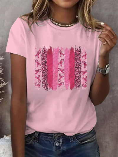 Women's Breast Cancer Awareness Print Casual T-Shirt