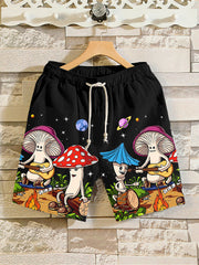 Men's Hippie Magic Mushrooms Printed Retro Shorts