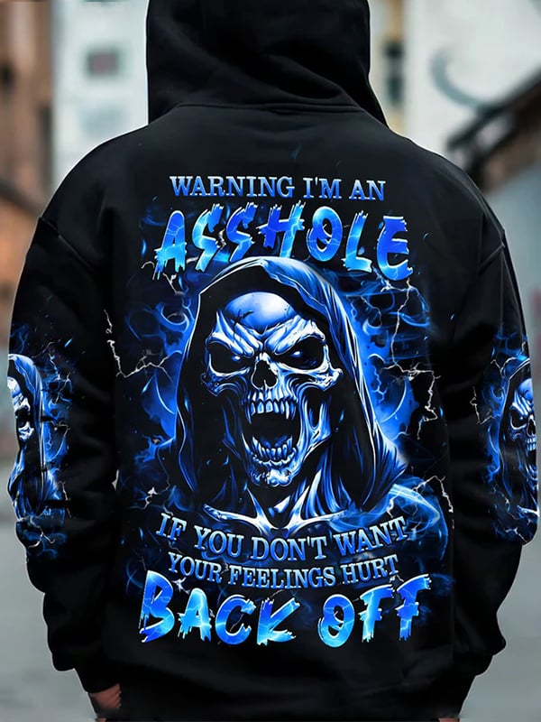 Men's Trendy Skull Print Pocket Hoodie