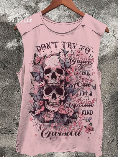 Don't Try To Figure Me Out Print 100% Cotton Casual Tank Top