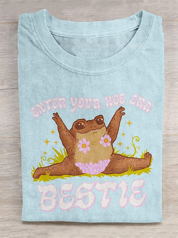 "Enter Your Hoe Era Bestie" Texts And Funny Dancer Toad Graphic Printed T-shirt