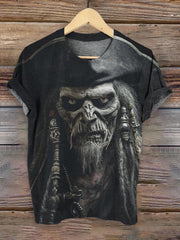 Punk Pirate Grim Reaper Gothic Art Pattern Print T-shirt