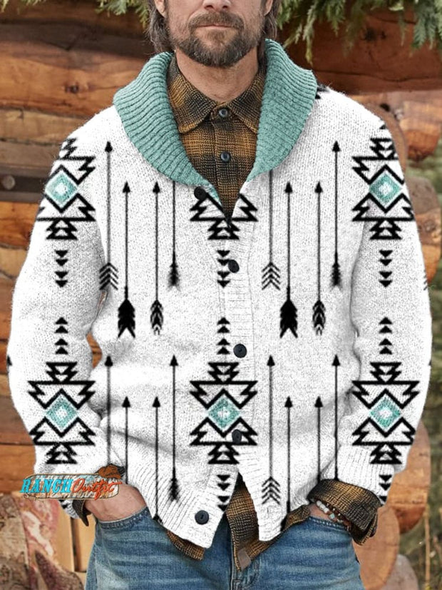 Vintage Aztec Print Knit V-neck Pullover Sweater