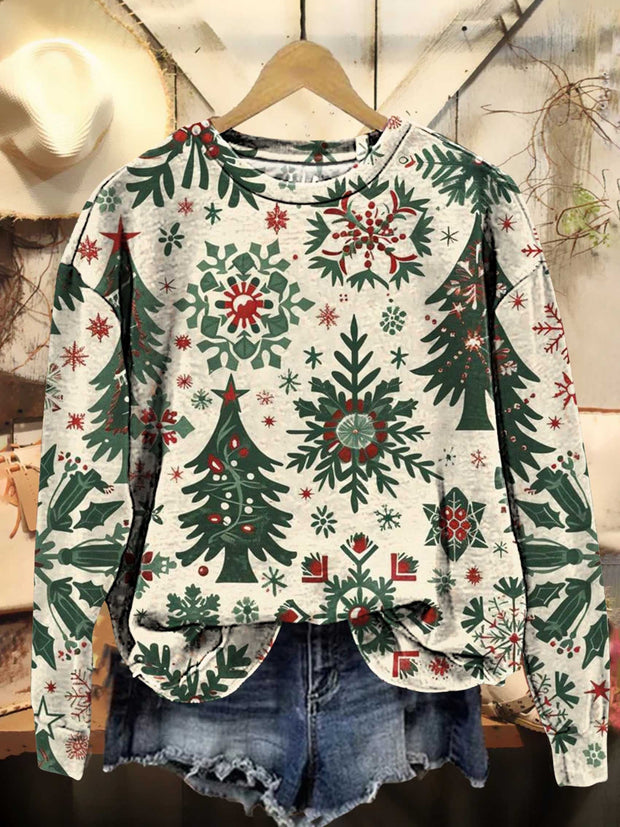 Christmas Tree Snowflake Casual Sweatshirt