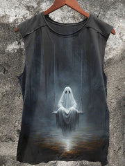 Unisex Swinging Ghost Print Casual Tank Top