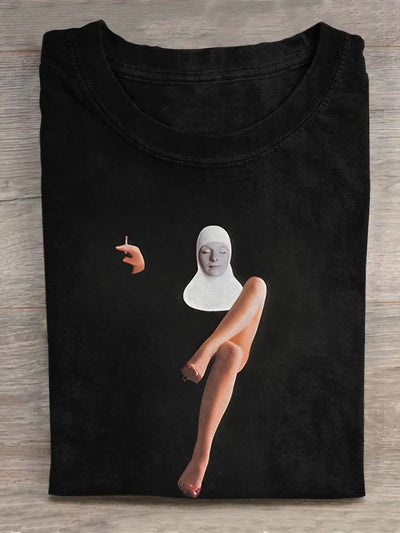 Bad Nun Smoking with Her Legs Crossed Casual T-Shirt