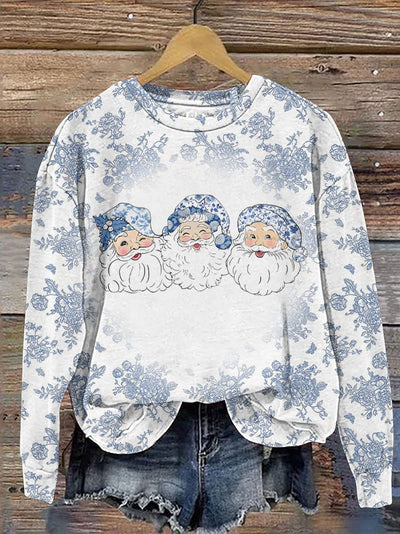 Colorful Glitter Christmas Santa Claus Casual Print Sweatshirt