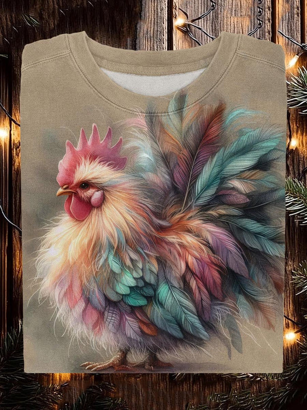 Chicken Pattern Art Print Casual Sweatshirt