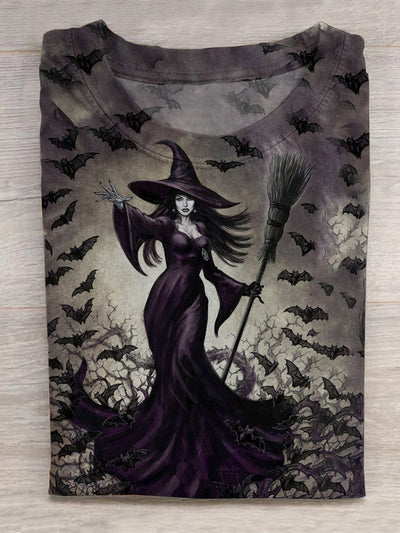 Unisex Halloween  Witch  Art Print Casual T-shirt