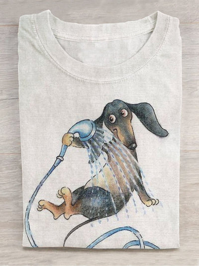 Bathing Puppies Printing T-shirt