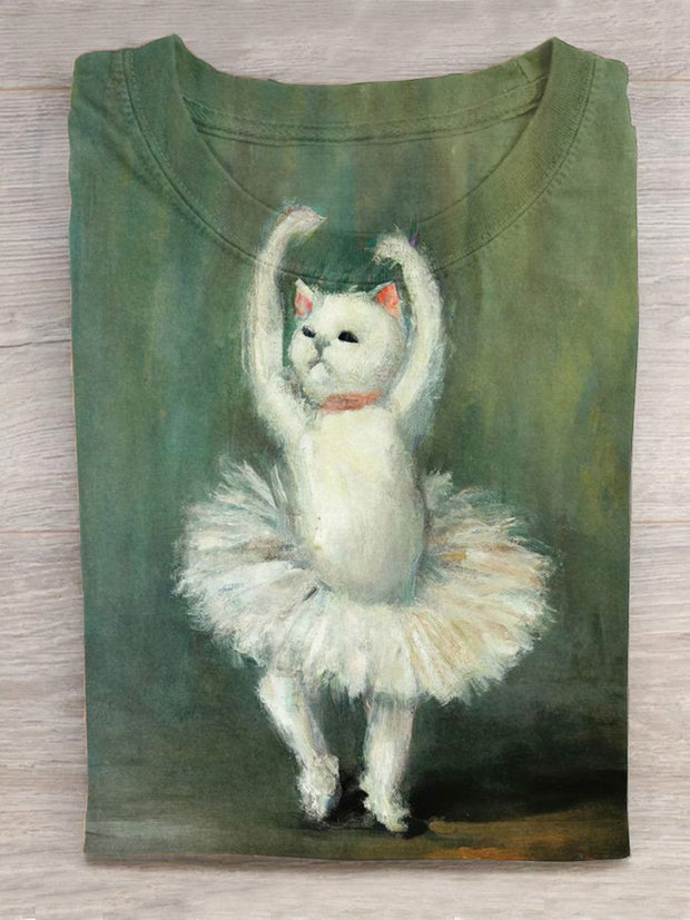 Ballet Cat  Art Print Casual T-Shirt