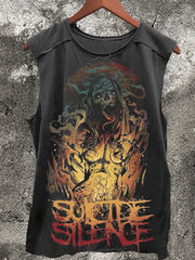 Horror Skeleton Zombie Vintage Print Casual Tank Top