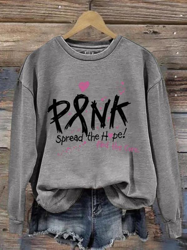 Pink Spread The Hope Find The Cure Breast Cancer Awareness Art Print Casual Sweatshirt