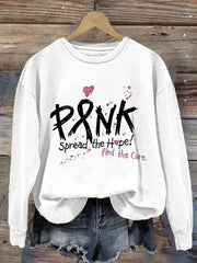 Pink Spread The Hope Find The Cure Breast Cancer Awareness Art Print Casual Sweatshirt