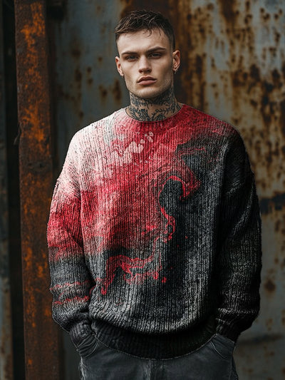 Blood Print Knit Pullover Sweater