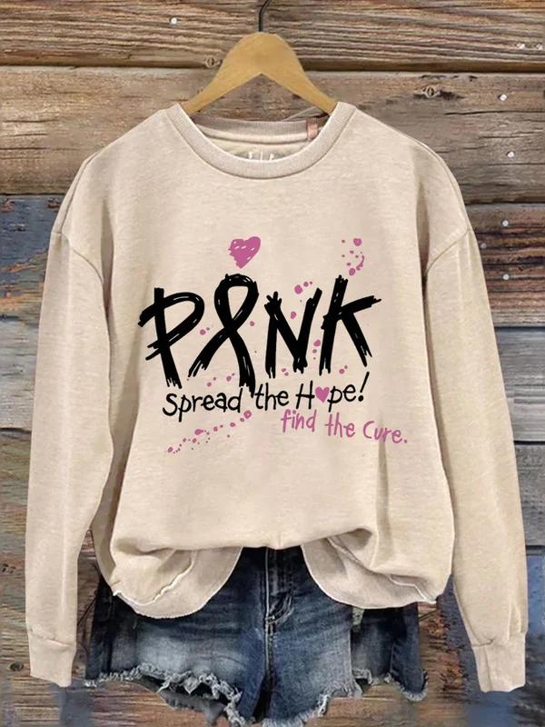 Pink Spread The Hope Find The Cure Breast Cancer Awareness Art Print Casual Sweatshirt